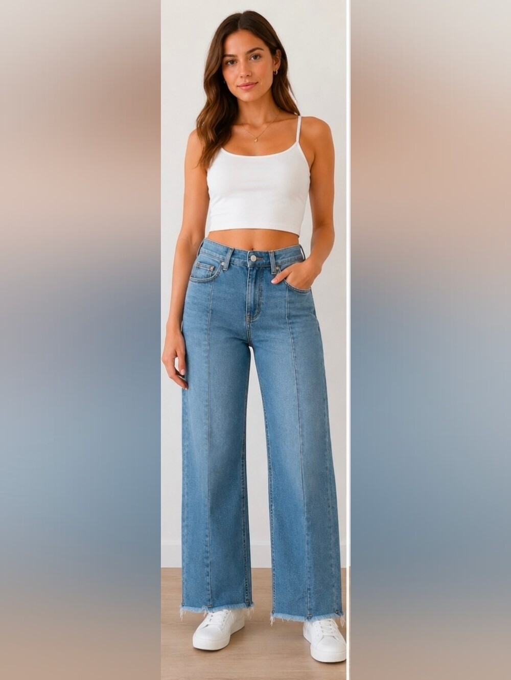 High-Rise Wide-Leg Jeans in Light Blue Wash - Women's Flare